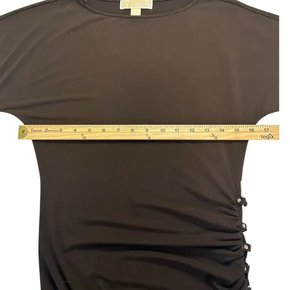 Michael Michael Kors XS Brown Ruched Lace-Up Grommet Bodycon Mini Dress - Picture 6 of 9